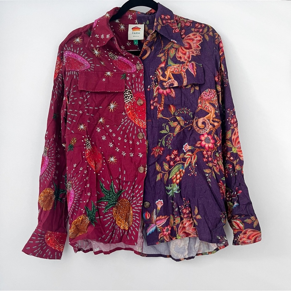 NWOT Farm Rio Mixed Prints Blouse S